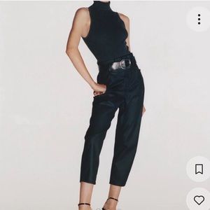 Zara coated paperbag jeans